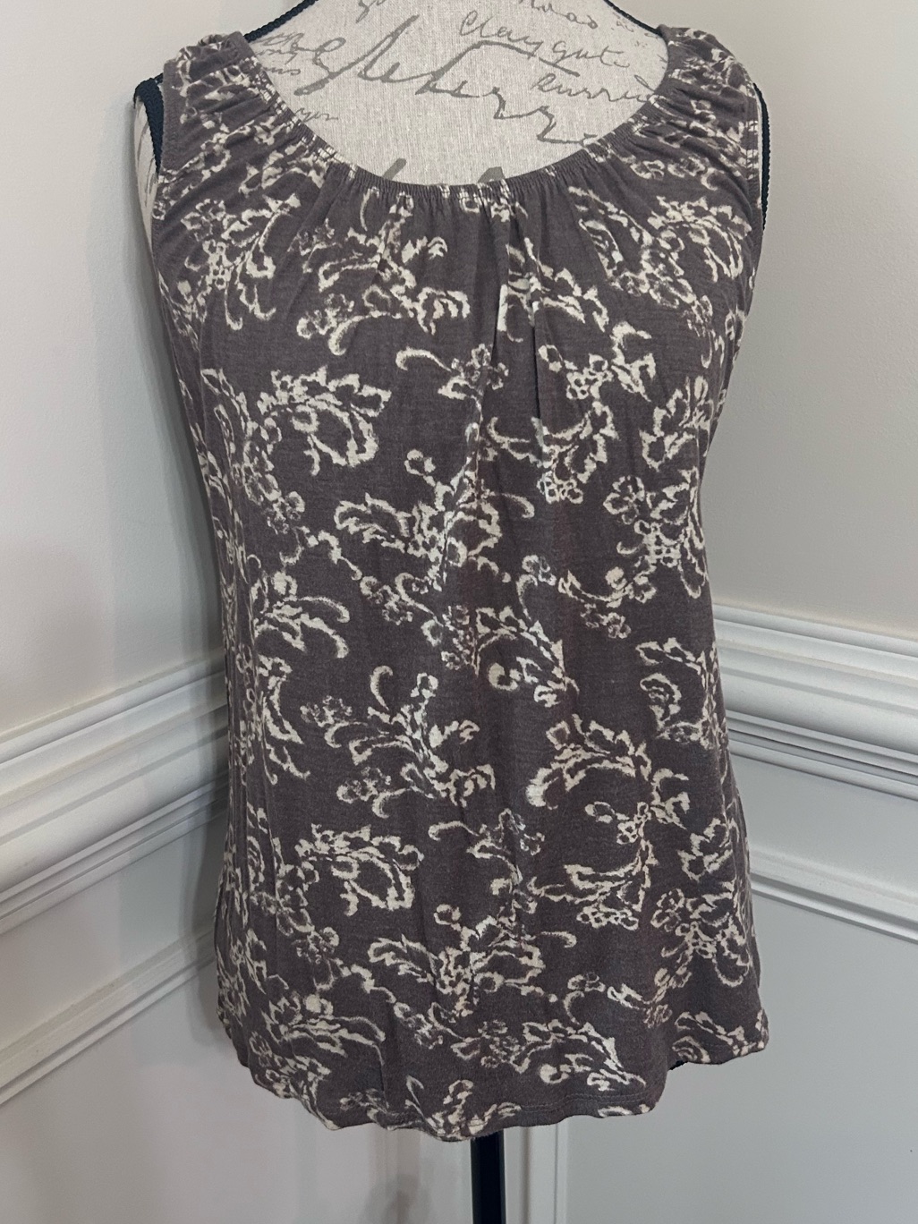 Motherhood Taupe Sleeveless Floral-Print Maternity/Nursing Cami